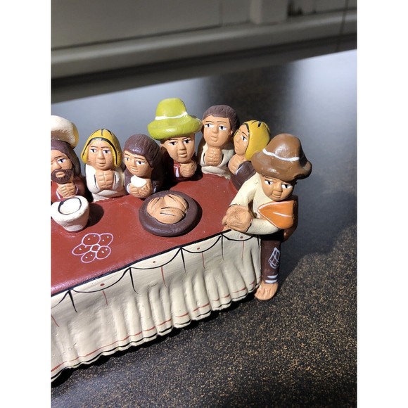 Last Supper Apostles Jesus Pottery Peruvian Religious FolkArt Figure DecorEaster - Picture 5 of 11